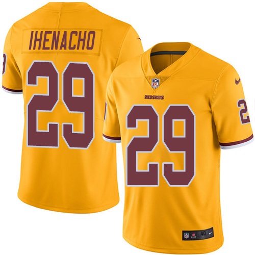 Men's Elite Duke Ihenacho Nike Jersey Gold - #29 Rush NFL Washington Redskins